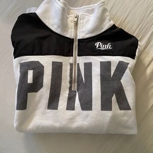 white pink quarter zip